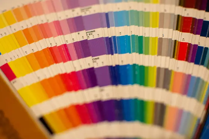 A close-up view of a color chart