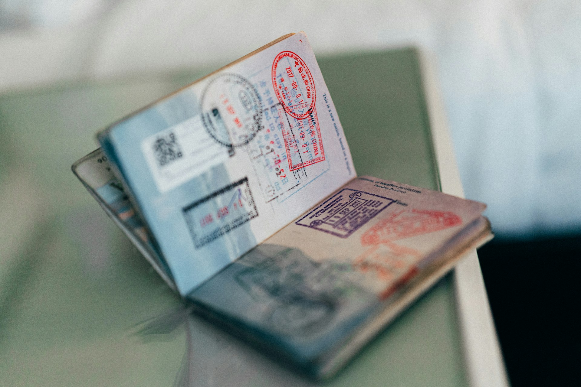 A passport with immigration stamps