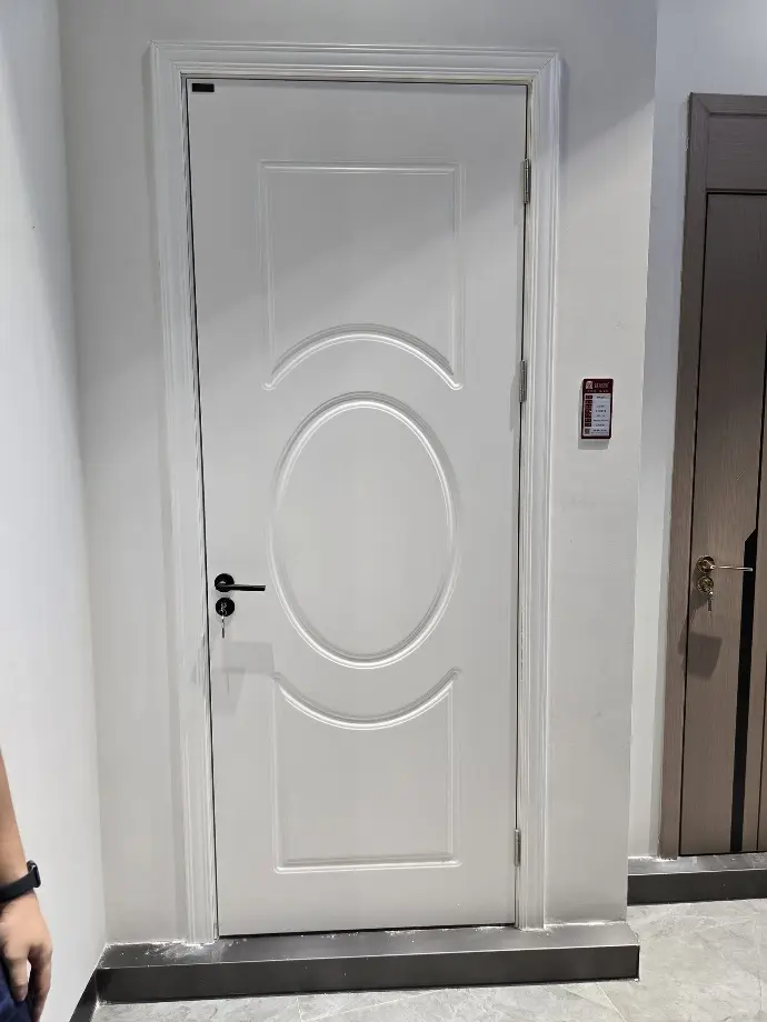 A solid core door in a door show room