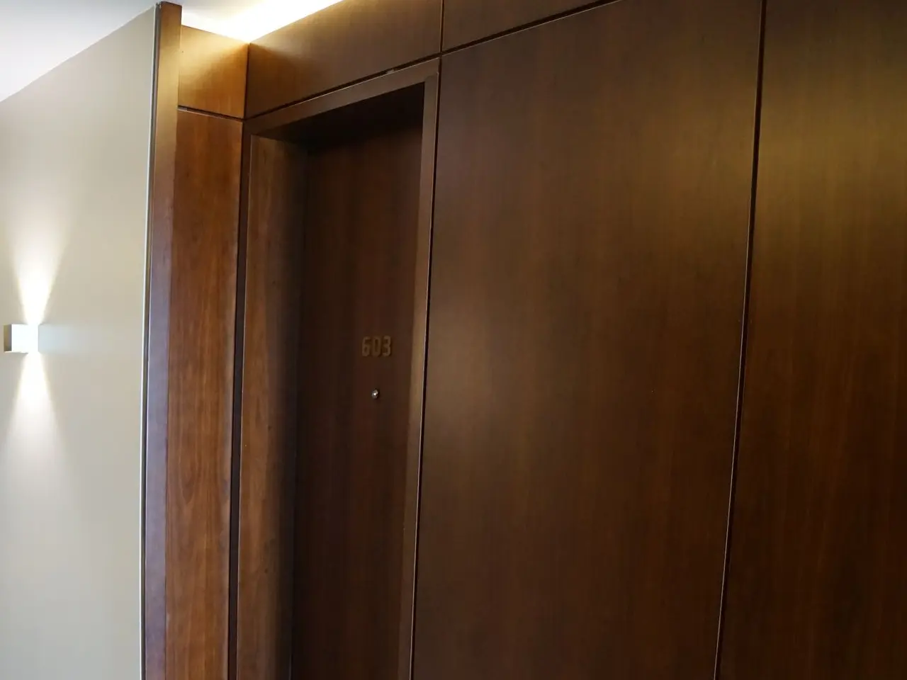 a hotel guest room entrance door