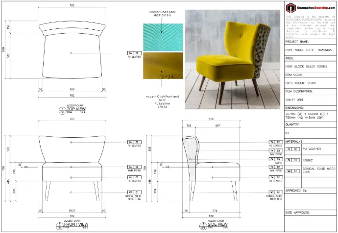 an example of a shop drawing of a chair