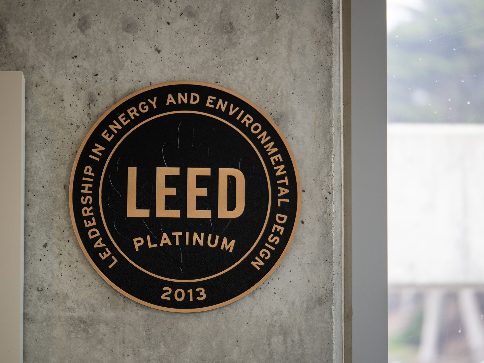 A LEED Plaque on a wall